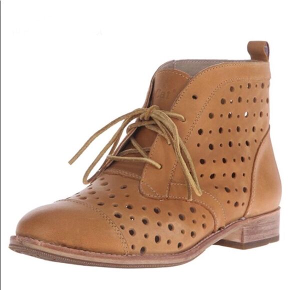 Caterpillar CAT Sz 7 Janel tan Leather Ankle Boot - Picture 1 of 6